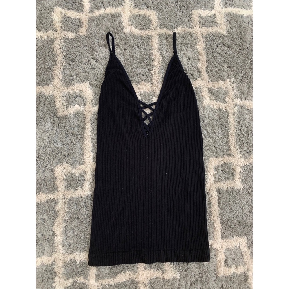 Intimately Free People Black Ribbed Nylon Cami
